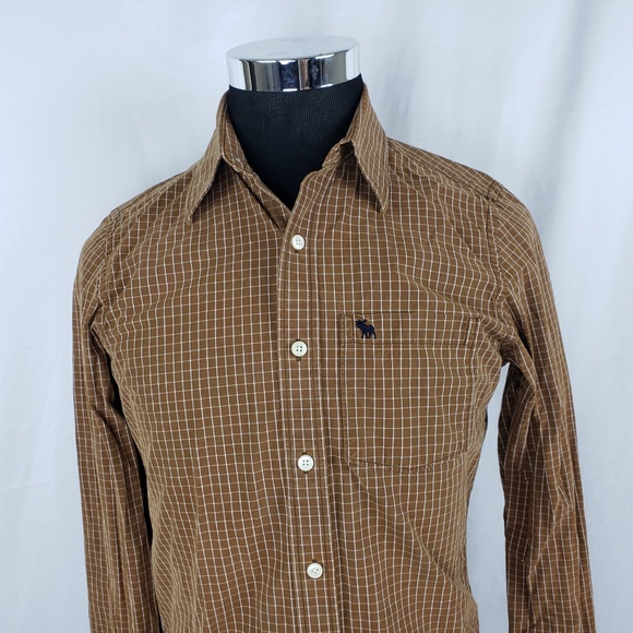 Abercrombie Fitch Mens Small Brown Button Up Shirt - Picture 2 of 8